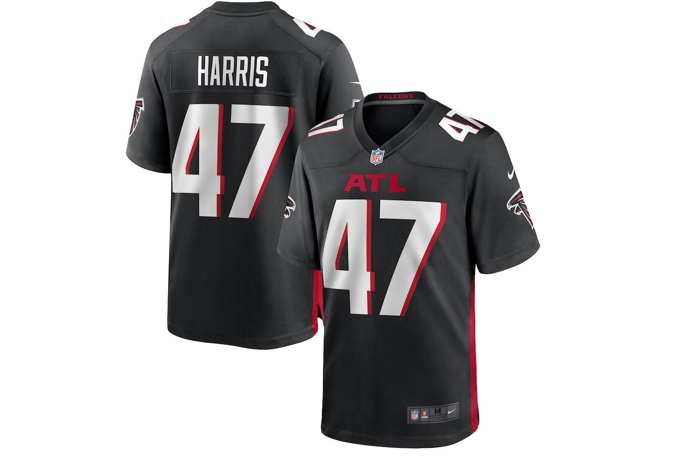Men Atlanta Falcons #47 Josh Harris Nike Black Game NFL Jersey